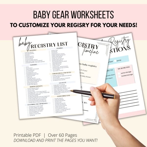 Photo of baby gear worksheets.