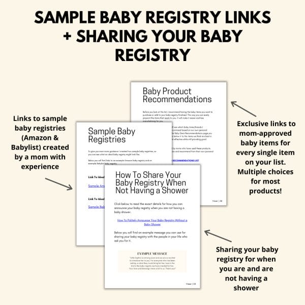 Sample baby registry links and tips for sharing your baby registry pages.