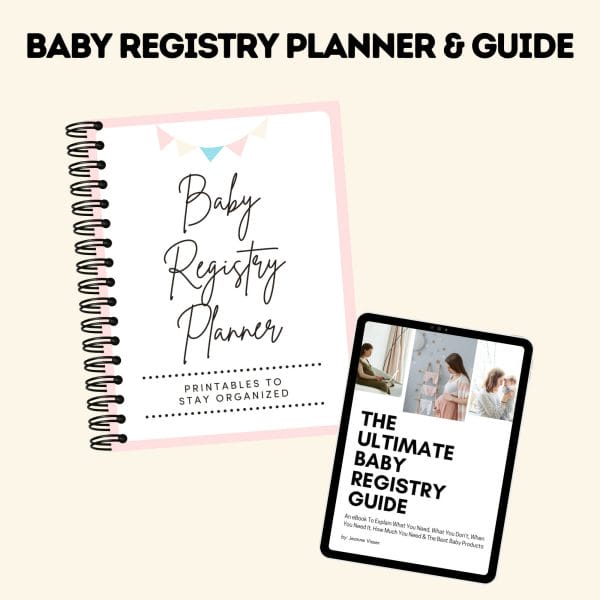 Baby registry planner and baby registry guide eBook cover photos.