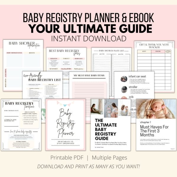 Baby registry planner & guide mockup image.