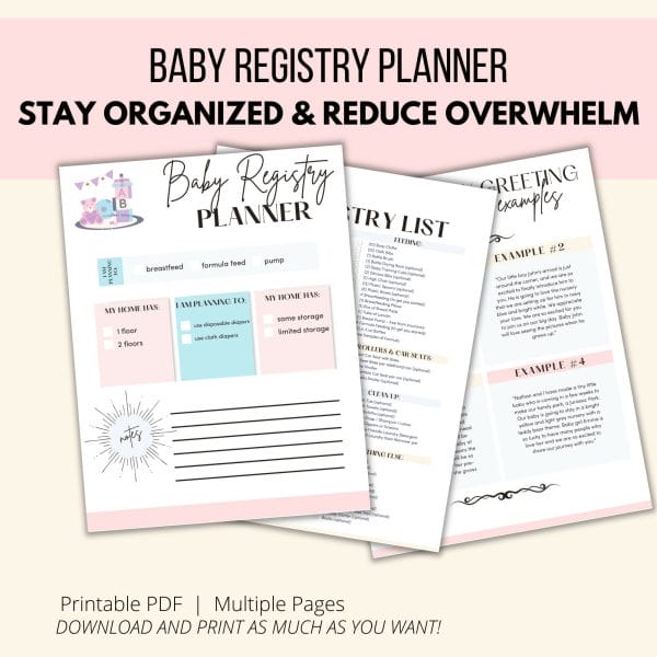 Baby registry planner mockup image.