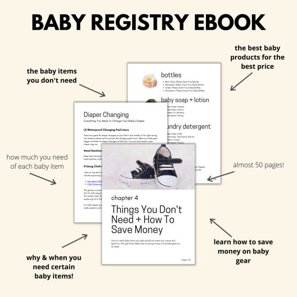 Baby registry eBook guide mockup image.