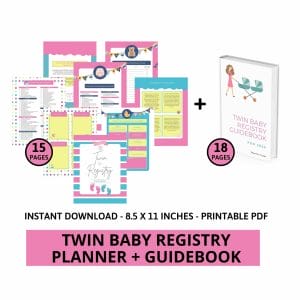 Twin baby registry planner and guidebook mockup.