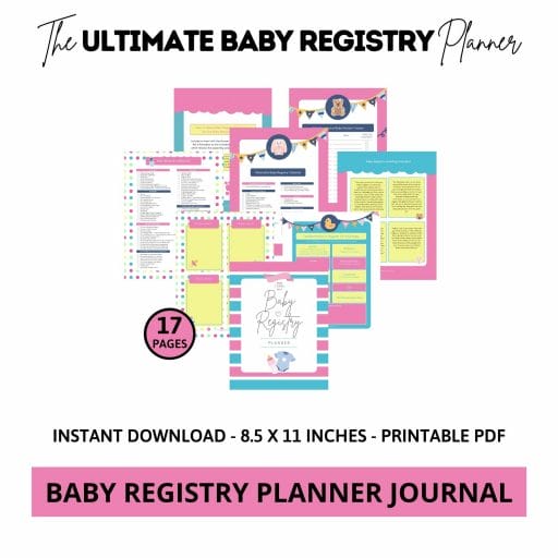 Photo of baby registry planner journal.