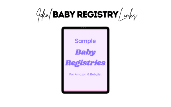 Ideal Amazon and Babylist baby registry links hero shot.