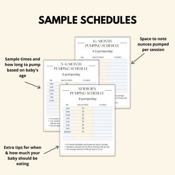 Picture of sample pumping schedules.