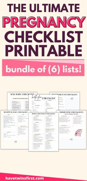 The ultimate pregnancy checklist printable - bundle of (6) lists.