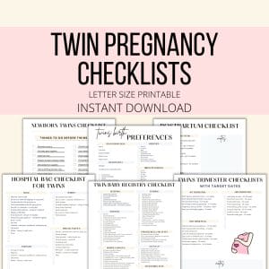 Twin pregnancy checklists mockup.