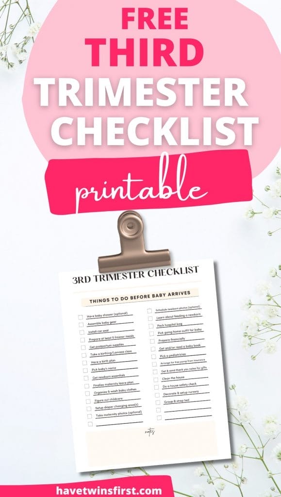 Free third trimester checklist printable.