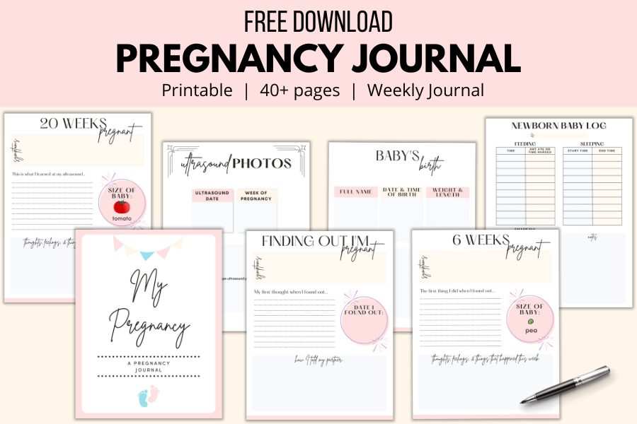 Printable pregnancy journal mockup image.