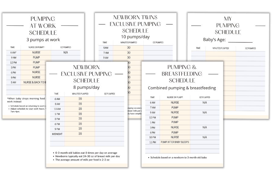 Sample pumping schedules mockup image.