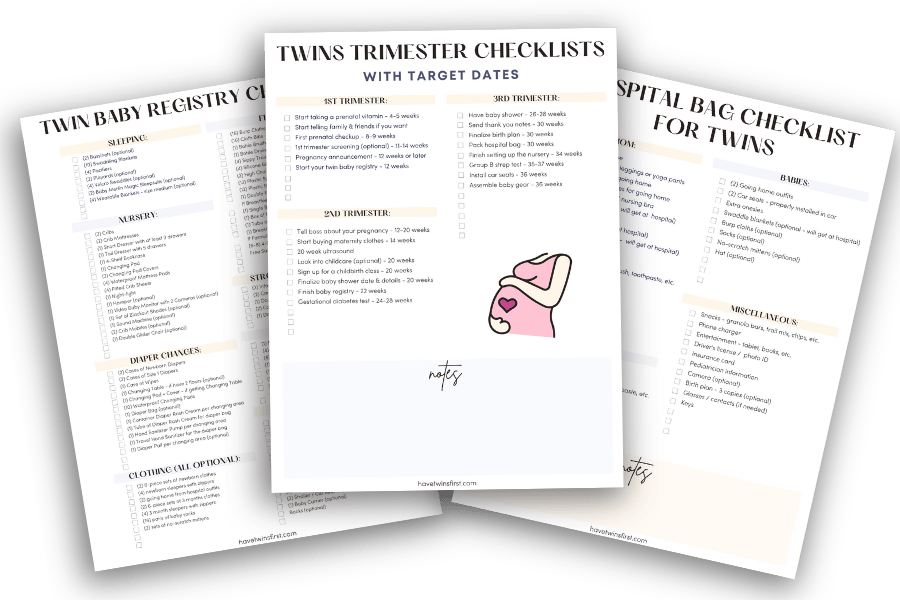 Three twin pregnancy checklists mockup image.