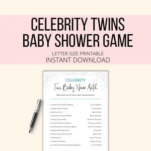 Celebrity twins baby shower game mockup imge.