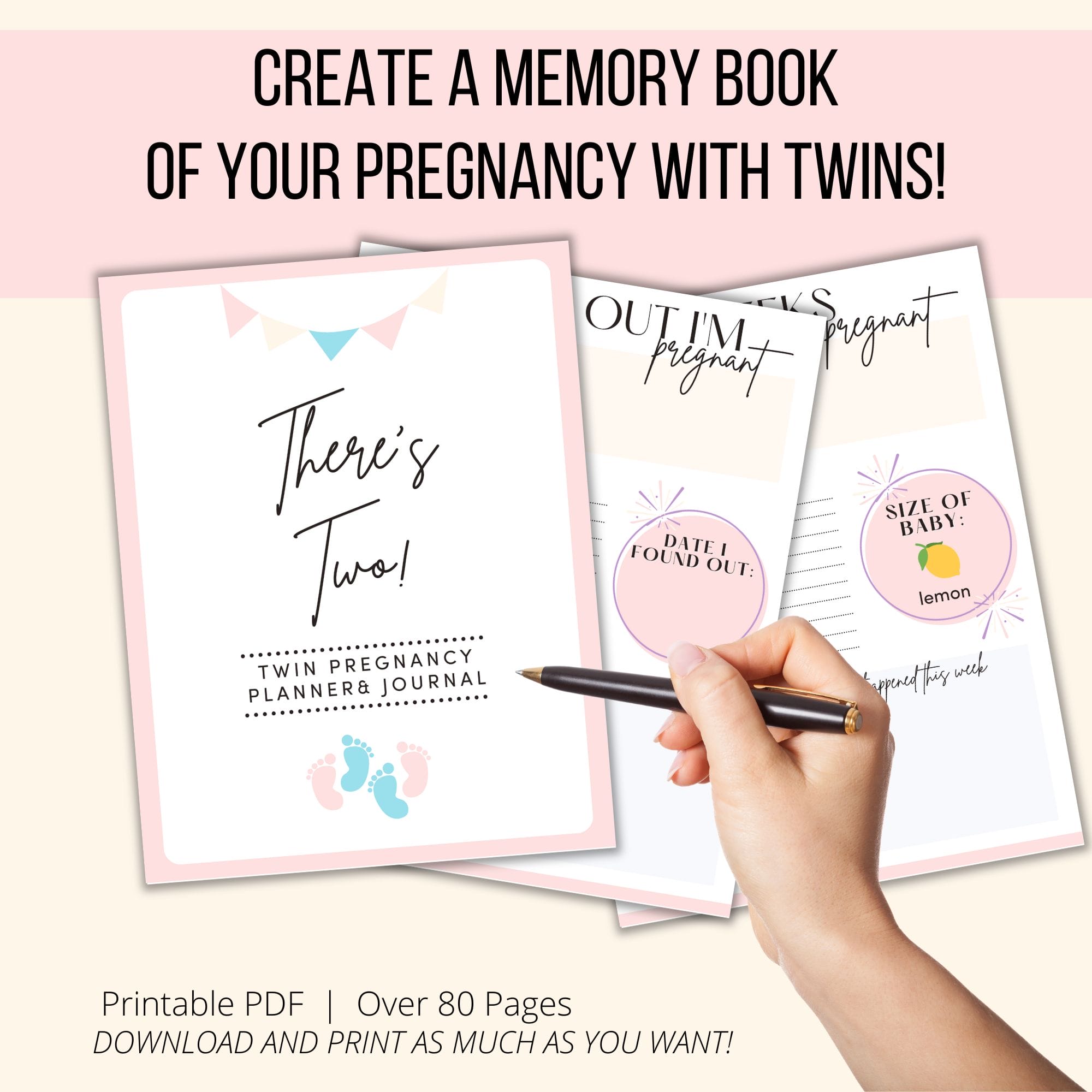 Create a memory book of your twin pregnancy mockup.